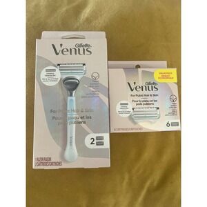 Gillette Venus For Pubic Hair and Skin Razor 2 Cartridges and 6 Refill Value Pk